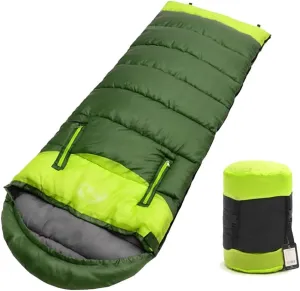 Envelope Sleeping Bag, Warm Waterproof Lightweight Camping Sleeping Bag, 190cm75cm,Can Be Spliced Double Sleeping Bag, Sleeping Bags for Adults and Children Camping -1.9kg_Green Left Super