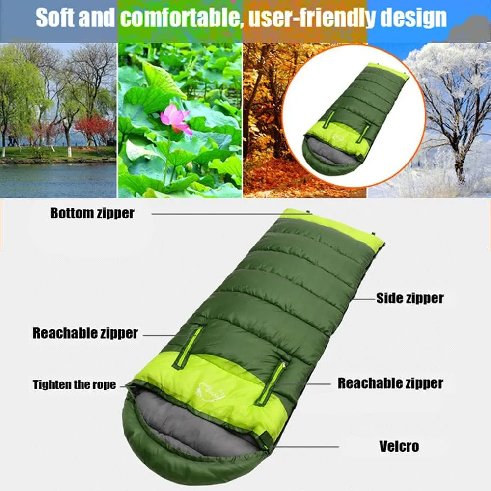 Envelope Sleeping Bag, Warm Waterproof Lightweight Camping Sleeping Bag, 190cm75cm,Can Be Spliced Double Sleeping Bag, Sleeping Bags for Adults and Children Camping -1.9kg_Green Left Super
