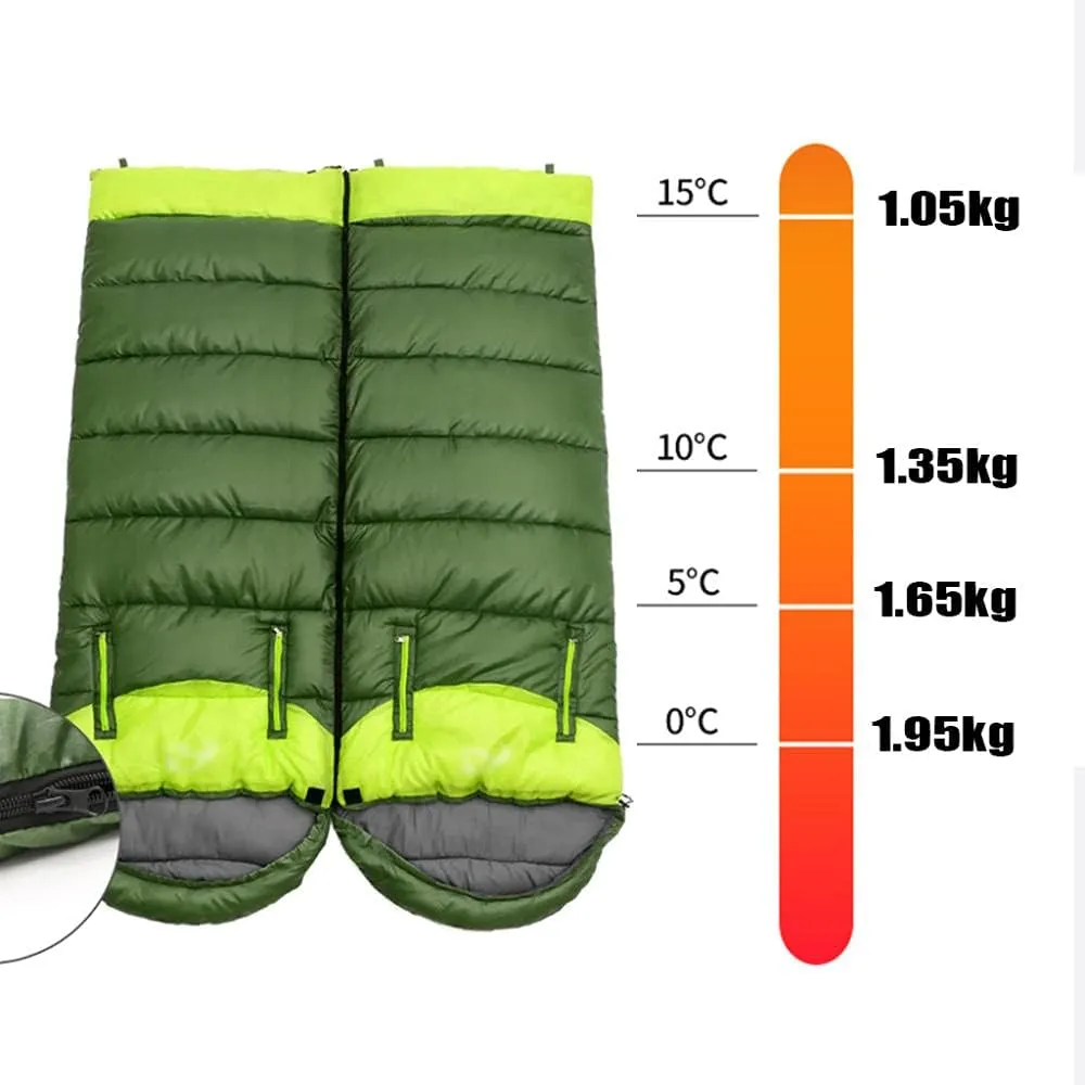 Envelope Sleeping Bag, Warm Waterproof Lightweight Camping Sleeping Bag, 190cm75cm,Can Be Spliced Double Sleeping Bag, Sleeping Bags for Adults and Children Camping -1.9kg_Green Left Super
