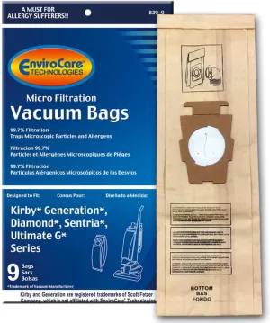 EnviroCare Replacement Micro Filtration Vacuum Cleaner Dust Kirby Generation 1,2,3,4,5,6 and Ultimate G 9 Pack, 9 Bags, Brown, 9 Count