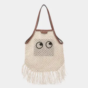 Eyes Macramé Fringe Tote