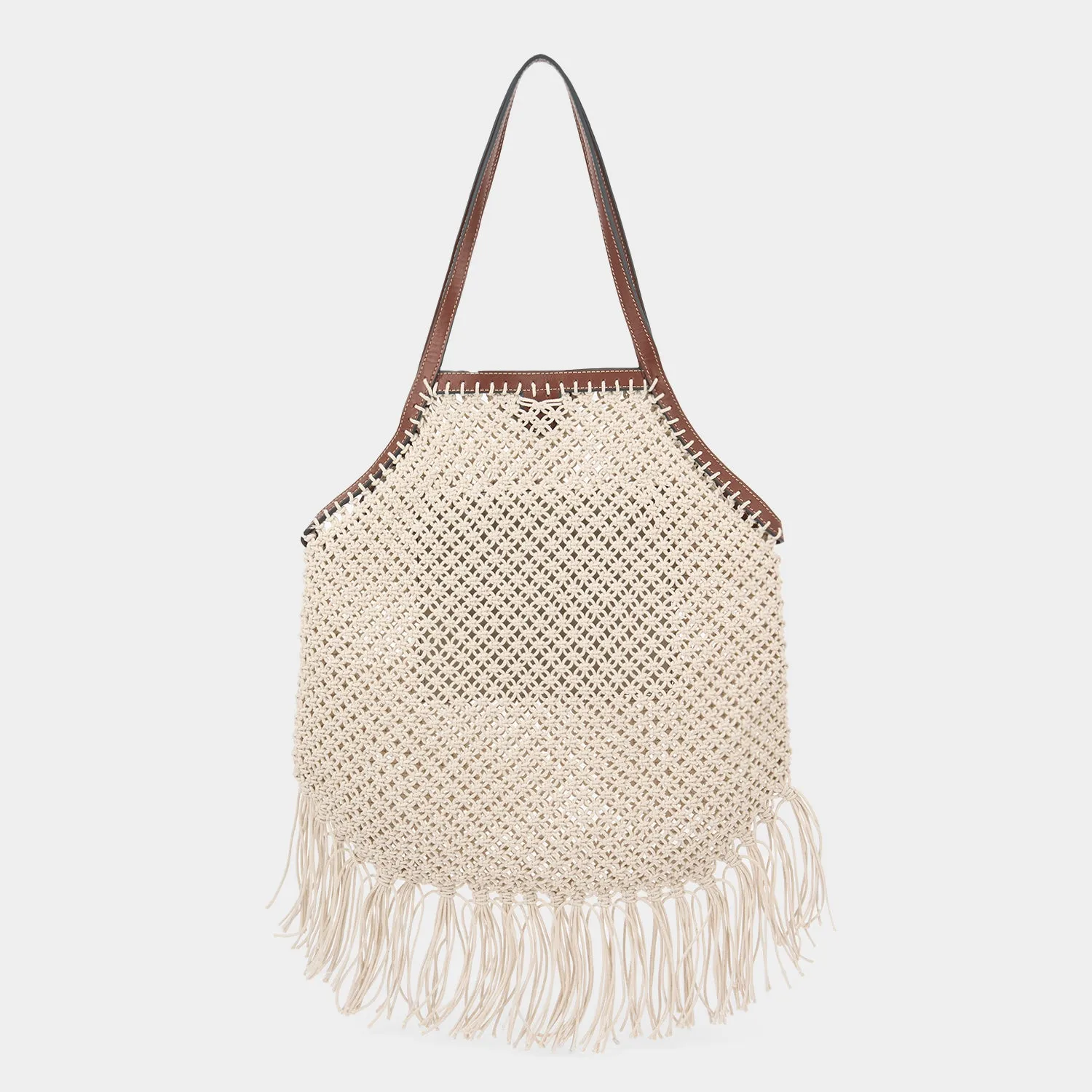 Eyes Macramé Fringe Tote