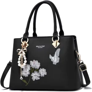 Eysee PU leather handbag, fashion shoulder bag for women, shoulder bag, women's shoulder bag, handbag, black, 31 cm (L) 22cm (H) 13cm (B),