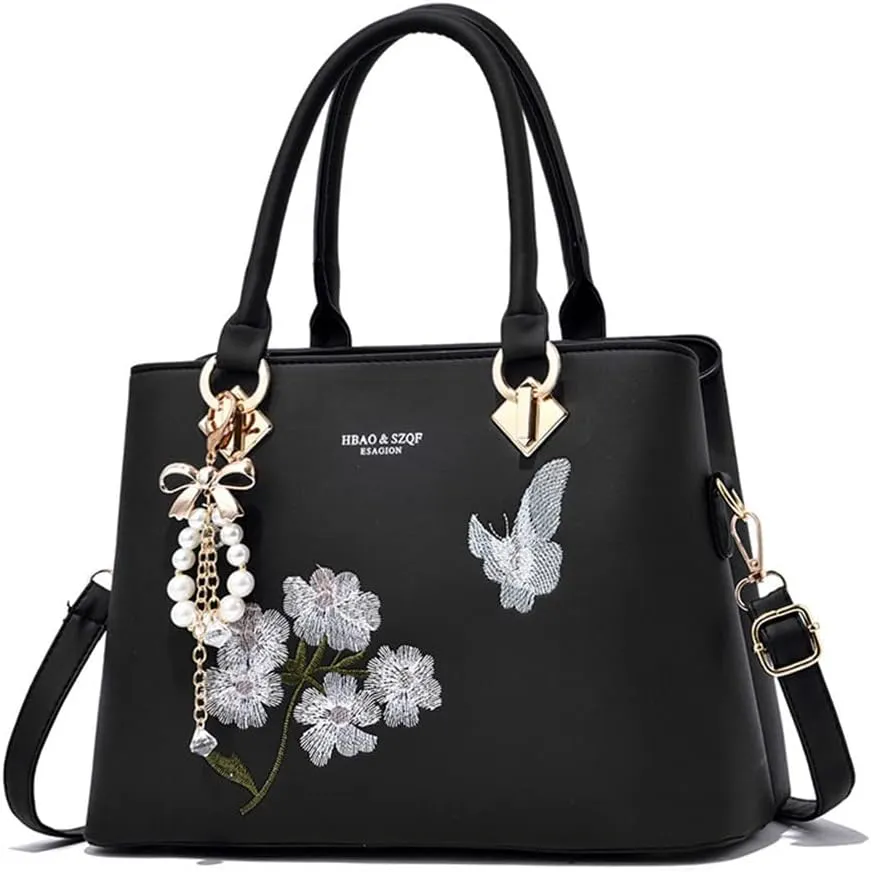 Eysee PU leather handbag, fashion shoulder bag for women, shoulder bag, women's shoulder bag, handbag, black, 31 cm (L) 22cm (H) 13cm (B),