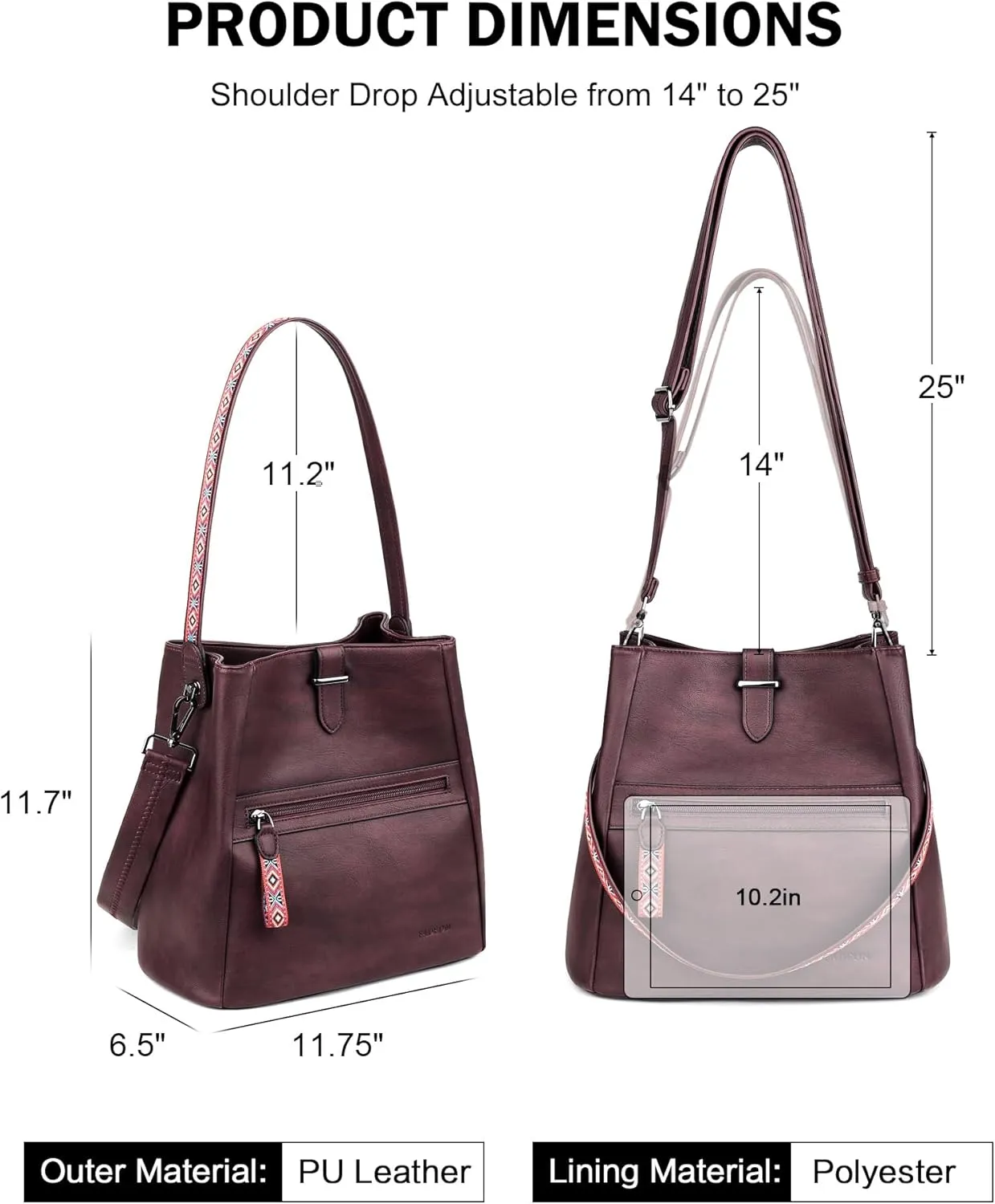 FADEON Bucket Bag for Women Purses and Handbags Designer Hobo Bags for Women Crossbody PU Leather Shoulder Bag Trendy