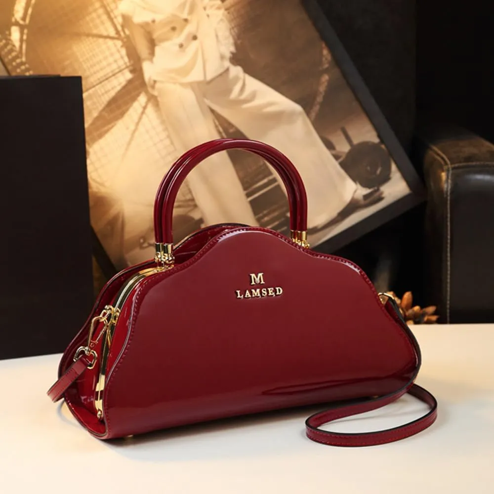 Fashion Leather Cloud Bag For Women Top Handle Satchel Handbags Hard Purses Shoulder Messenger Bags With Diamond Buckle