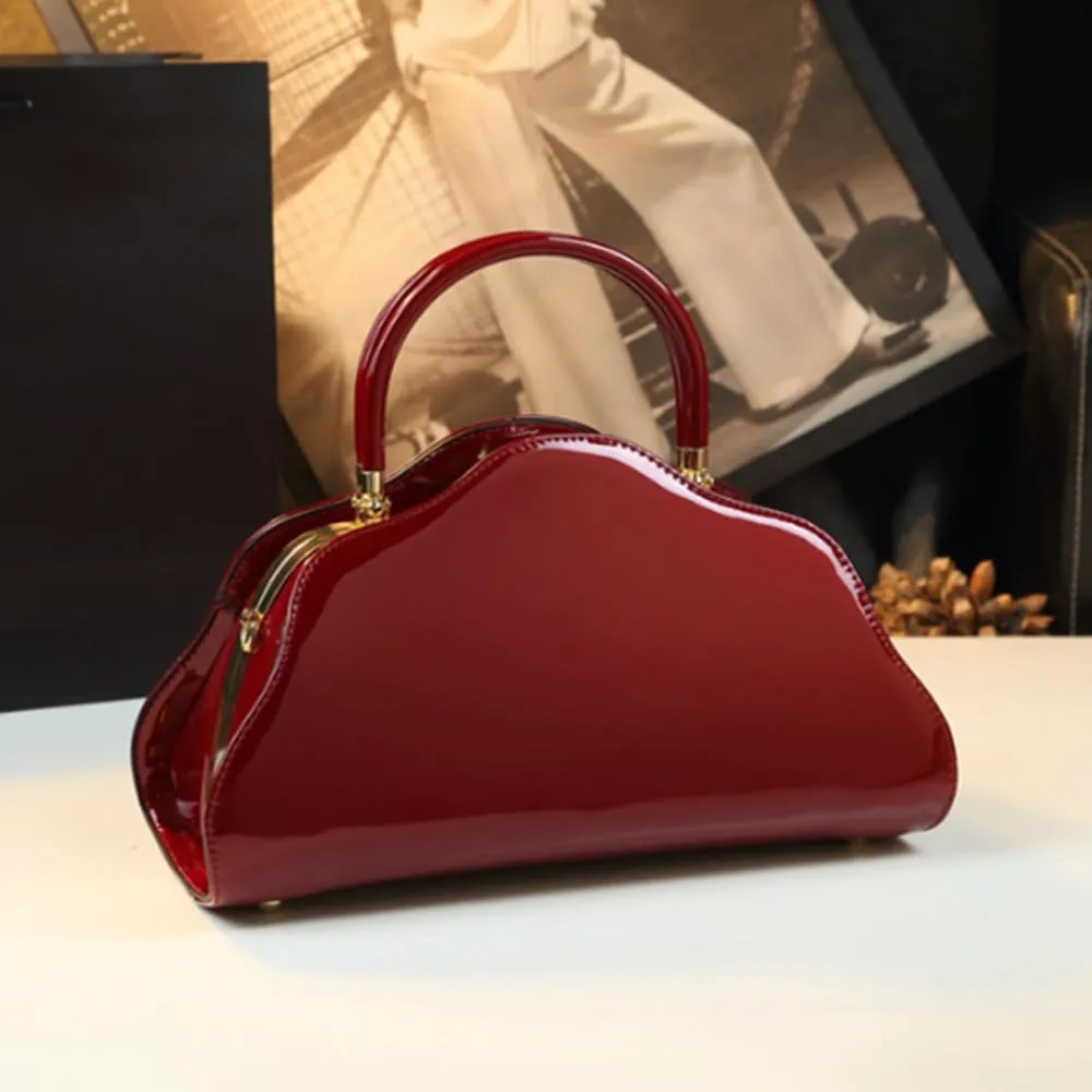 Fashion Leather Cloud Bag For Women Top Handle Satchel Handbags Hard Purses Shoulder Messenger Bags With Diamond Buckle
