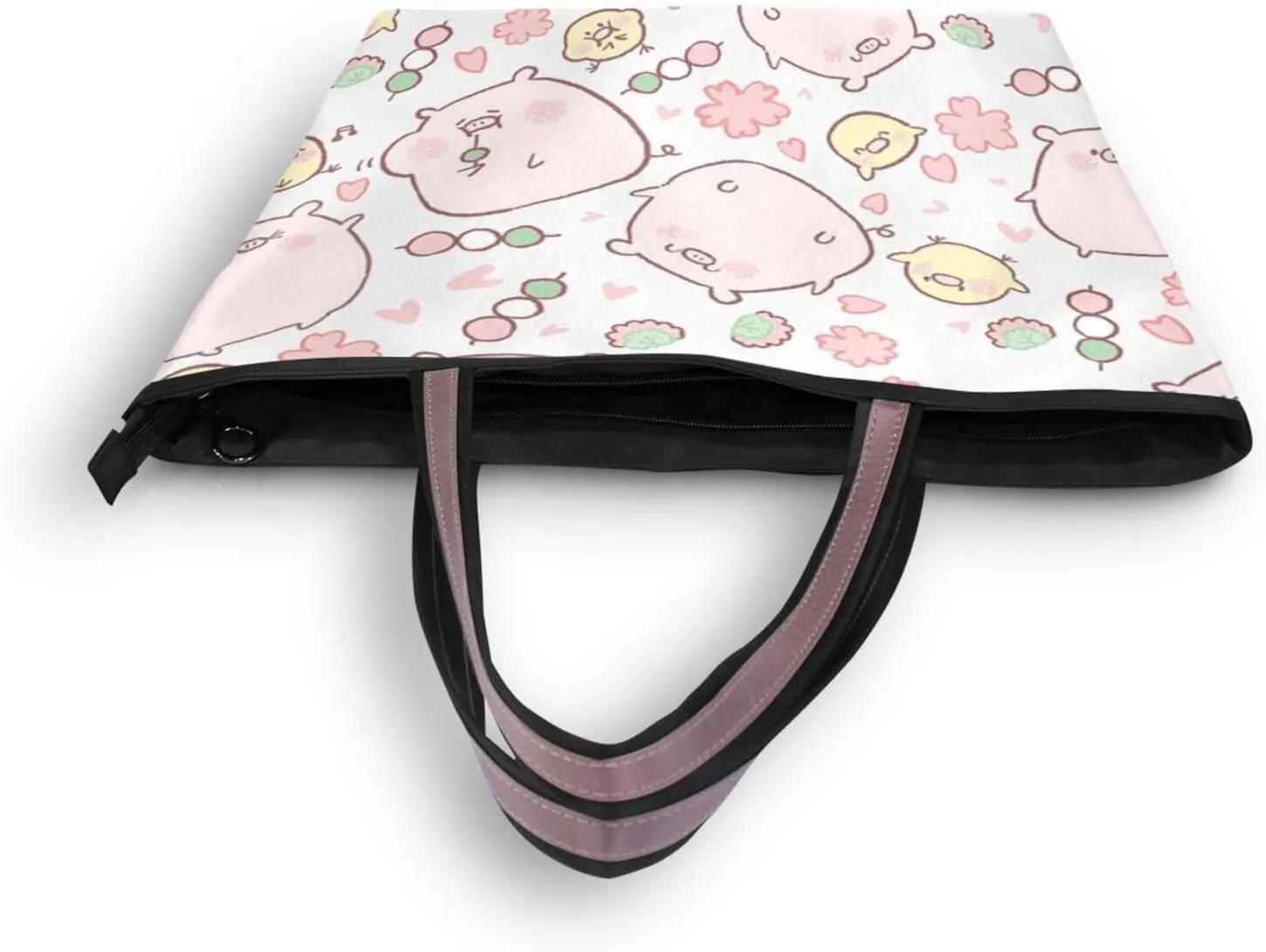 Fashion Shoulder Handbags Top Handle Satchel Bags with Zipper for Tote Bag for Women Everyday Pig Pattern 1(L)