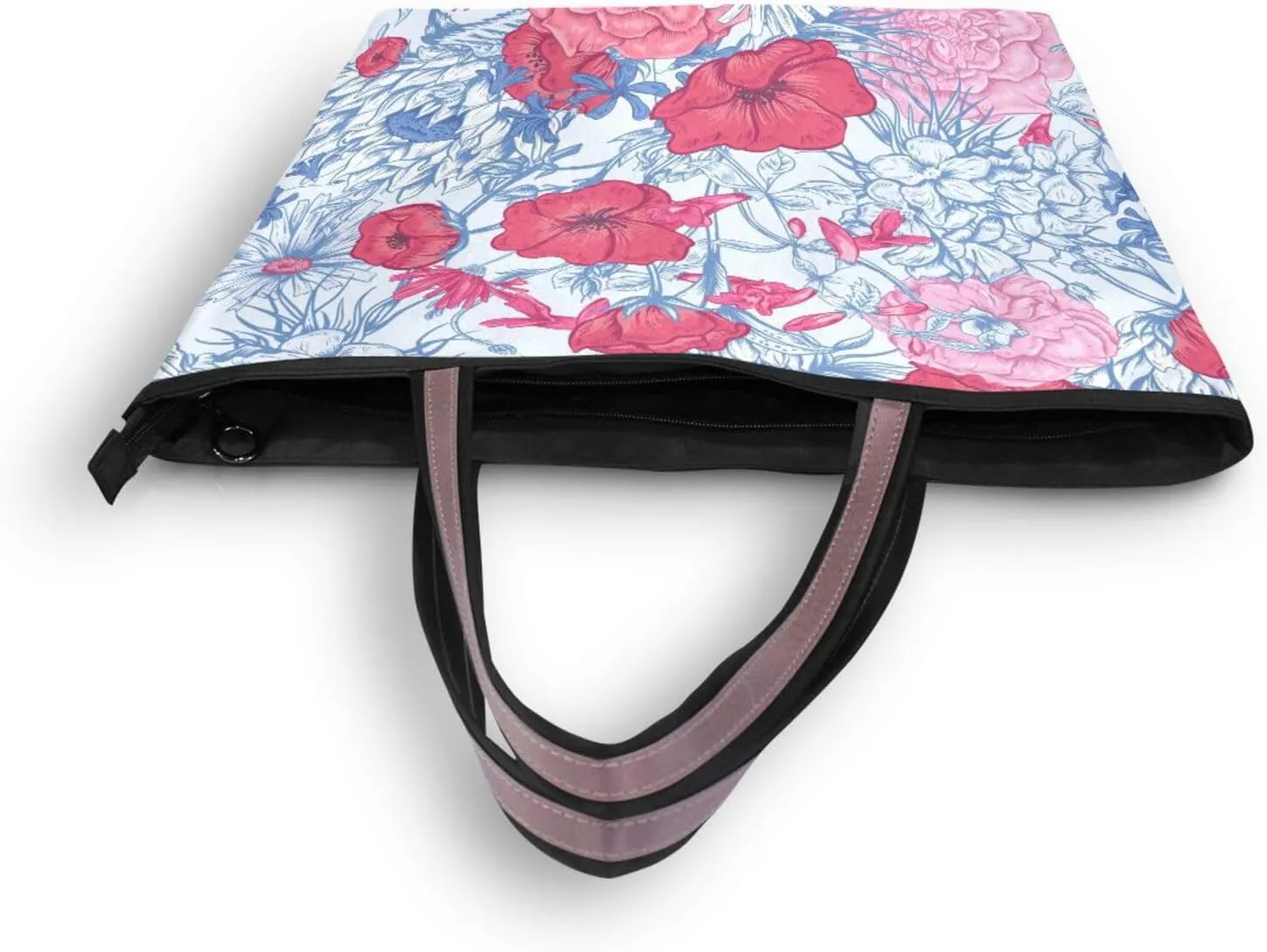 Fashion Tote Bag for Women Shoulder Handbags Top Handle Satchel Bags with Zipper Flower Print Pattern 1(L)
