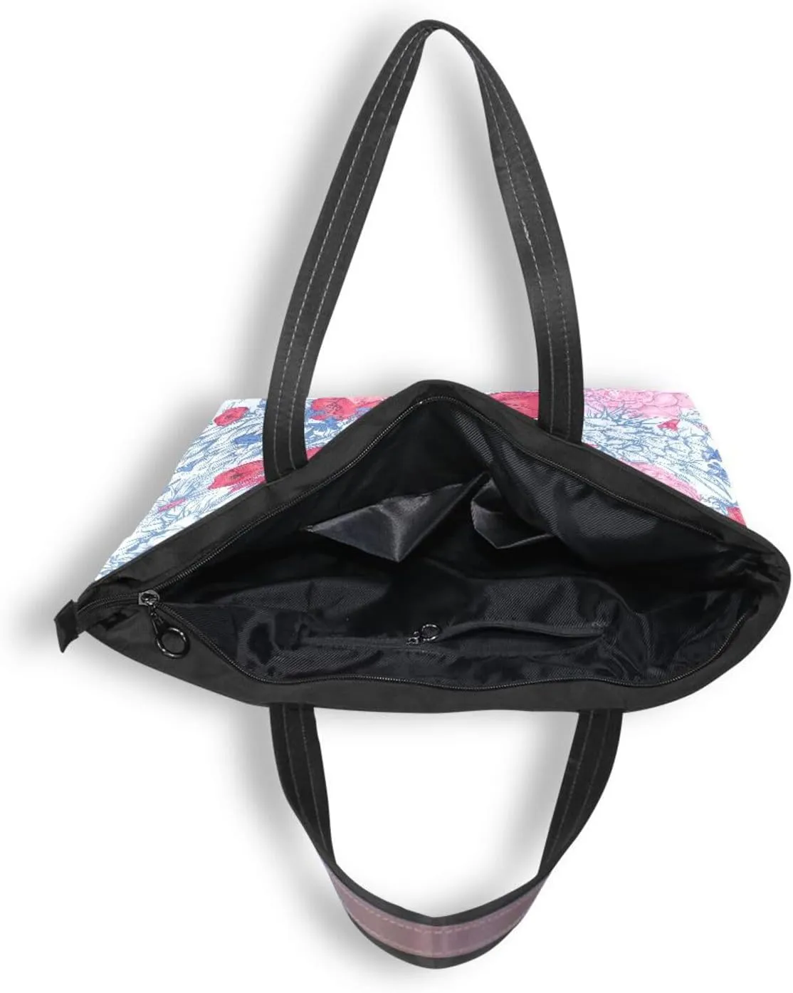 Fashion Tote Bag for Women Shoulder Handbags Top Handle Satchel Bags with Zipper Flower Print Pattern 1(L)