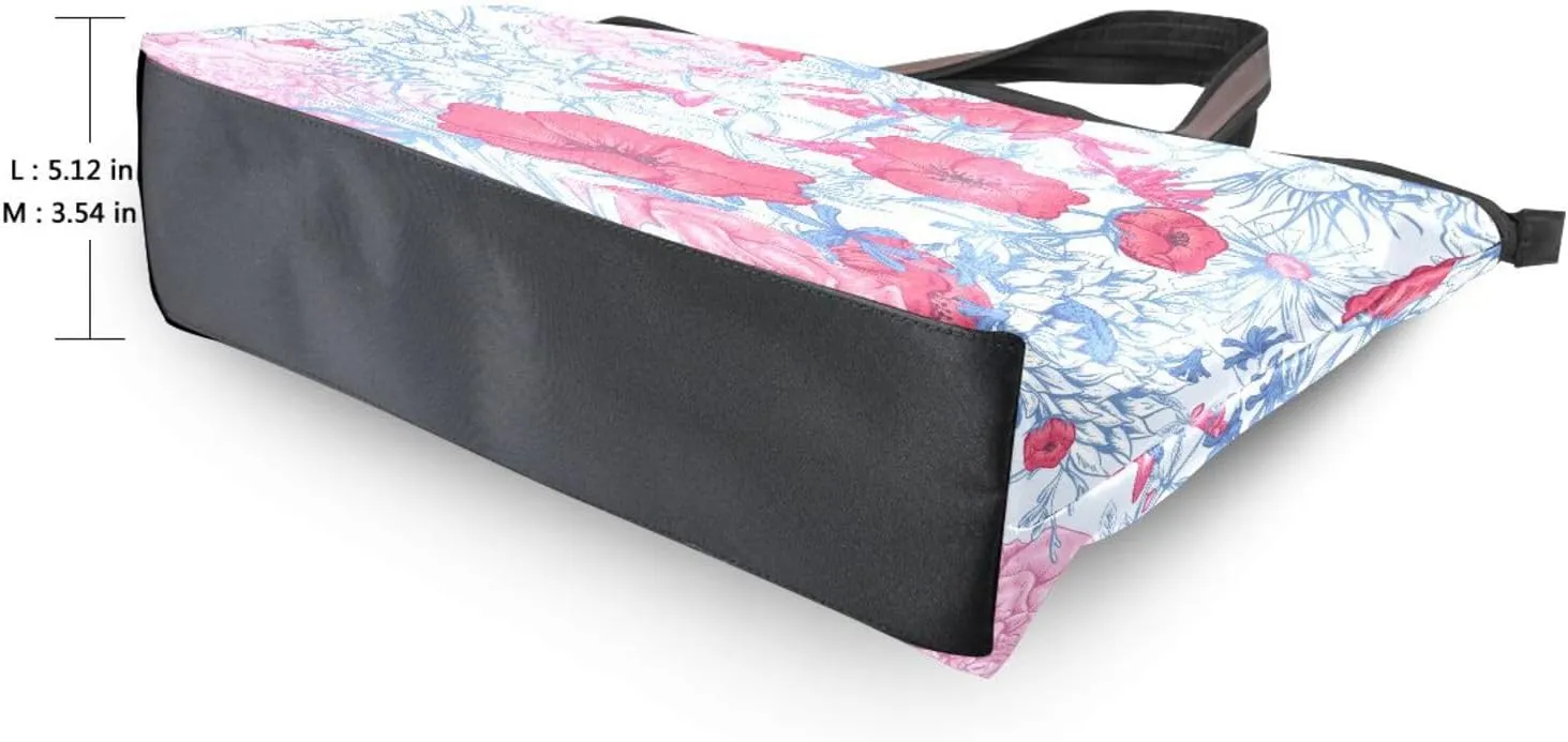 Fashion Tote Bag for Women Shoulder Handbags Top Handle Satchel Bags with Zipper Flower Print Pattern 1(L)