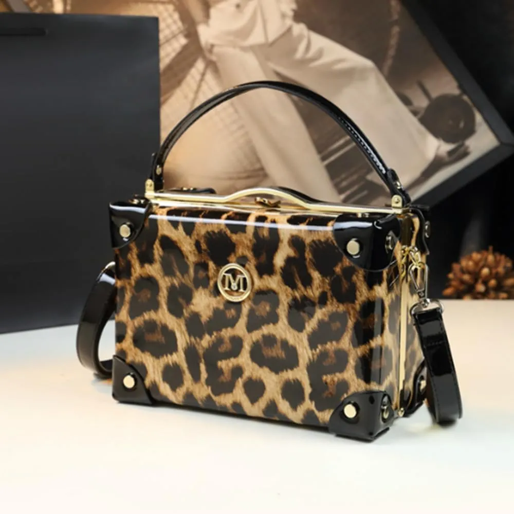 Fashion Women's Top Handle Satchel Handbags Leather Evening Bag Purses Small Hard Square Box Shoulder Bags