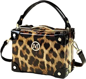 Fashion Women's Top Handle Satchel Handbags Leather Evening Bag Purses Small Hard Square Box Shoulder Bags