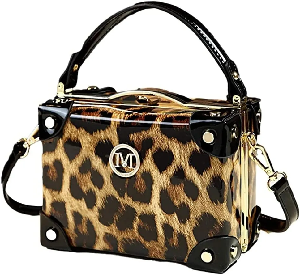 Fashion Women's Top Handle Satchel Handbags Leather Evening Bag Purses Small Hard Square Box Shoulder Bags