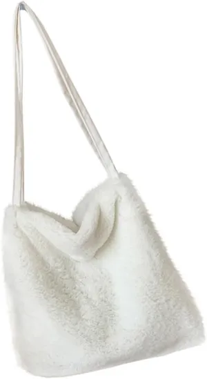 Faux Fur Shoulder Bag Student Storage Pouch Portable Bag Stylish Plush Bag for Women
