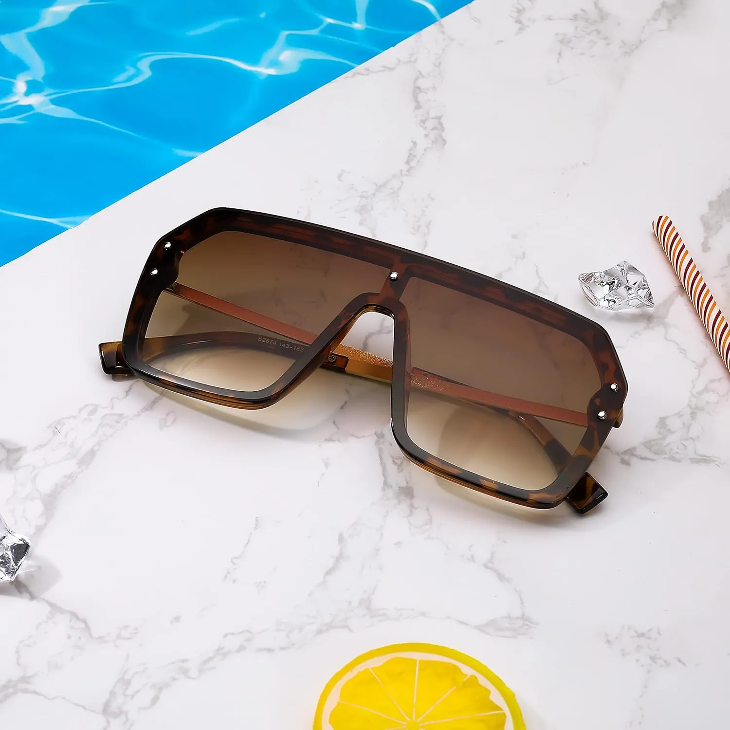 FEISEDY Classic Siamese One Piece Sunglasses Nice Rimless Stylish Retro Design for Women Men B2574