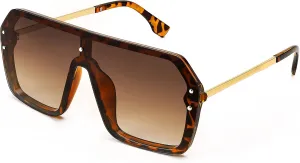 FEISEDY Classic Siamese One Piece Sunglasses Nice Rimless Stylish Retro Design for Women Men B2574