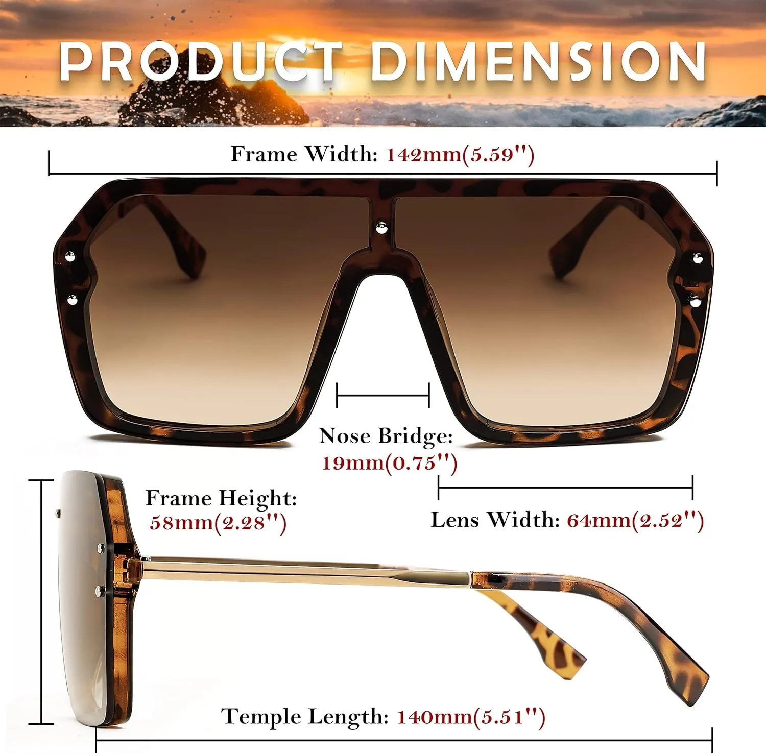 FEISEDY Classic Siamese One Piece Sunglasses Nice Rimless Stylish Retro Design for Women Men B2574