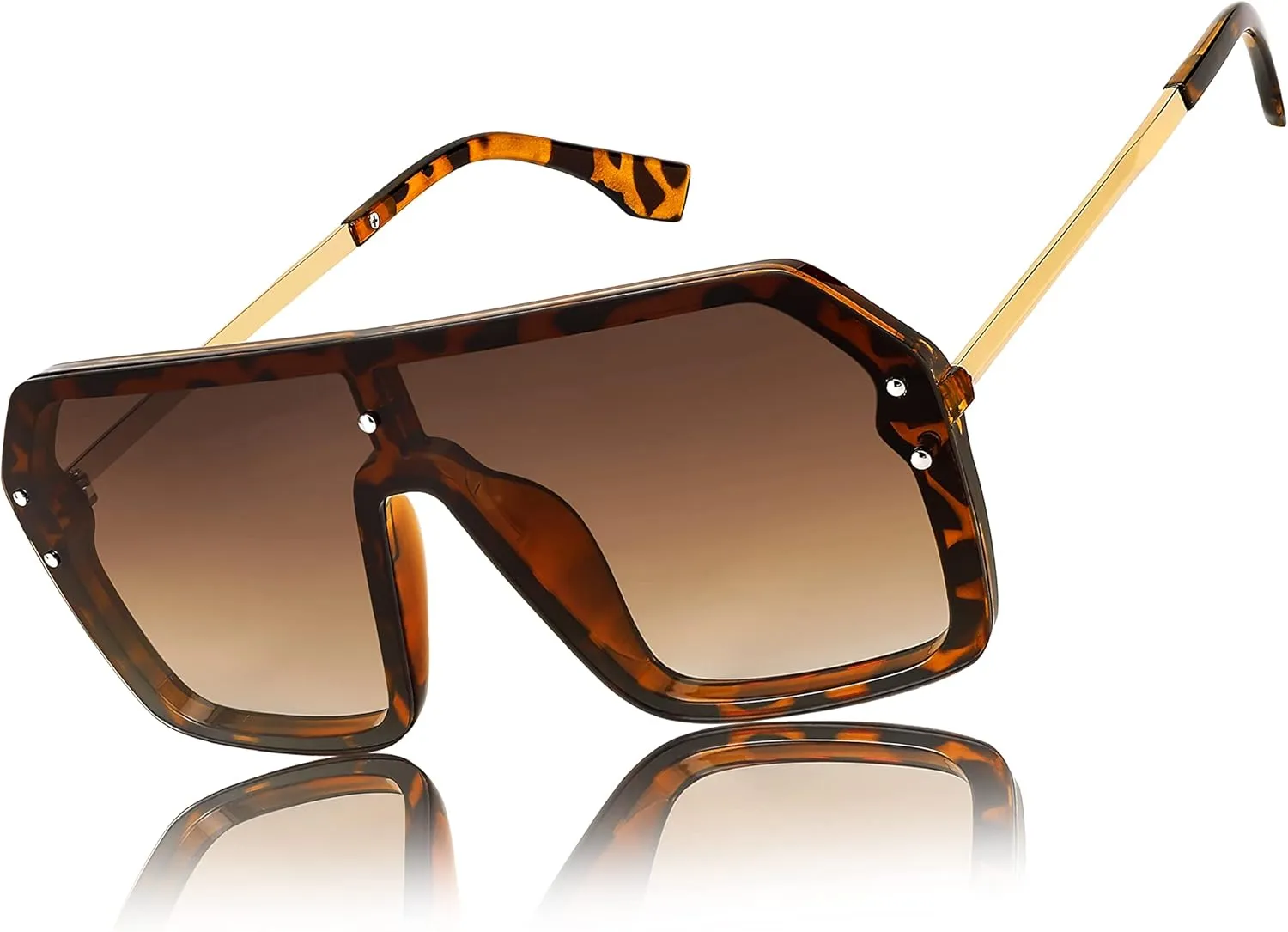 FEISEDY Classic Siamese One Piece Sunglasses Nice Rimless Stylish Retro Design for Women Men B2574