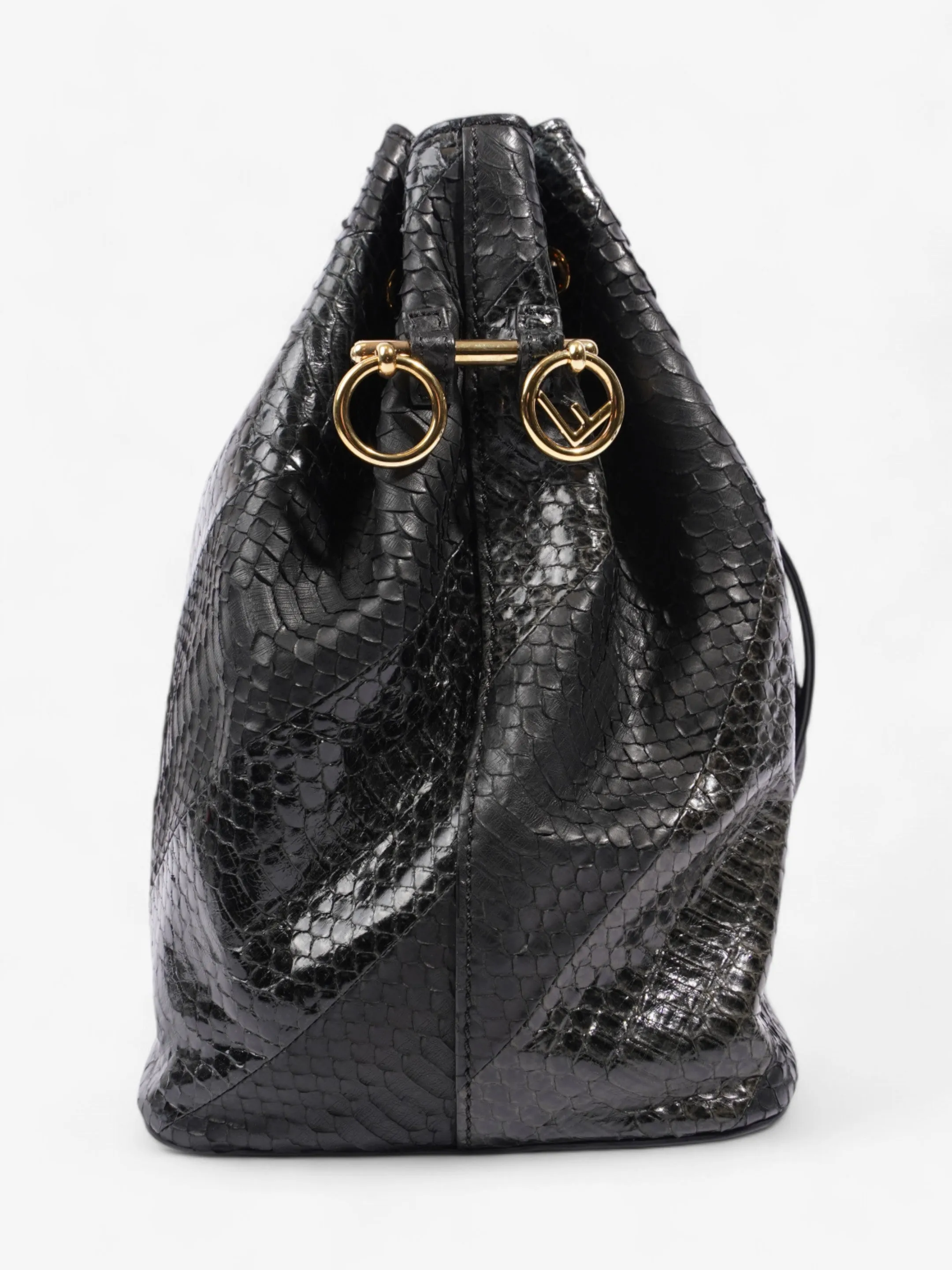 Fendi Mon Tresor Bucket Bag Black Embossed Leather