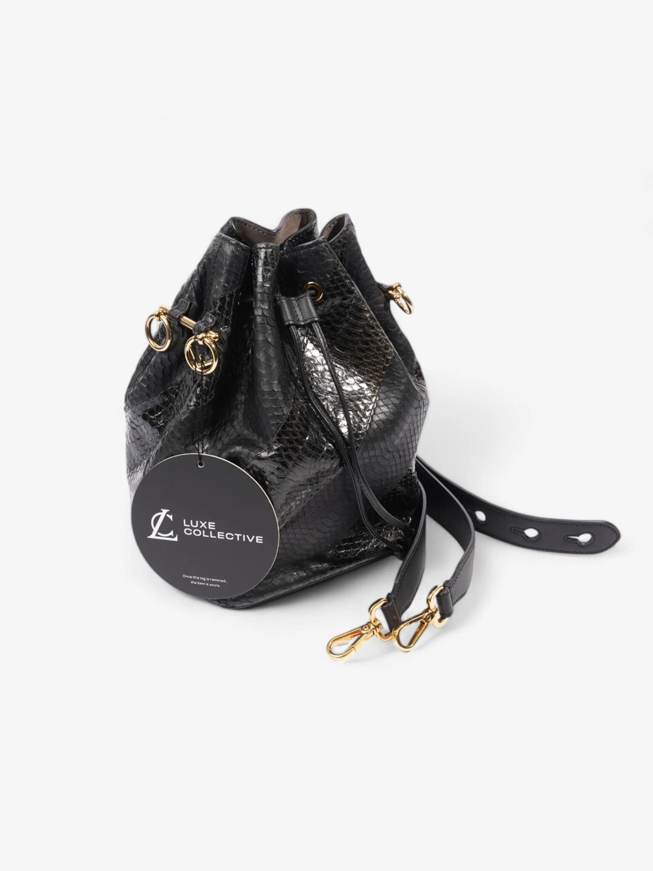 Fendi Mon Tresor Bucket Bag Black Embossed Leather