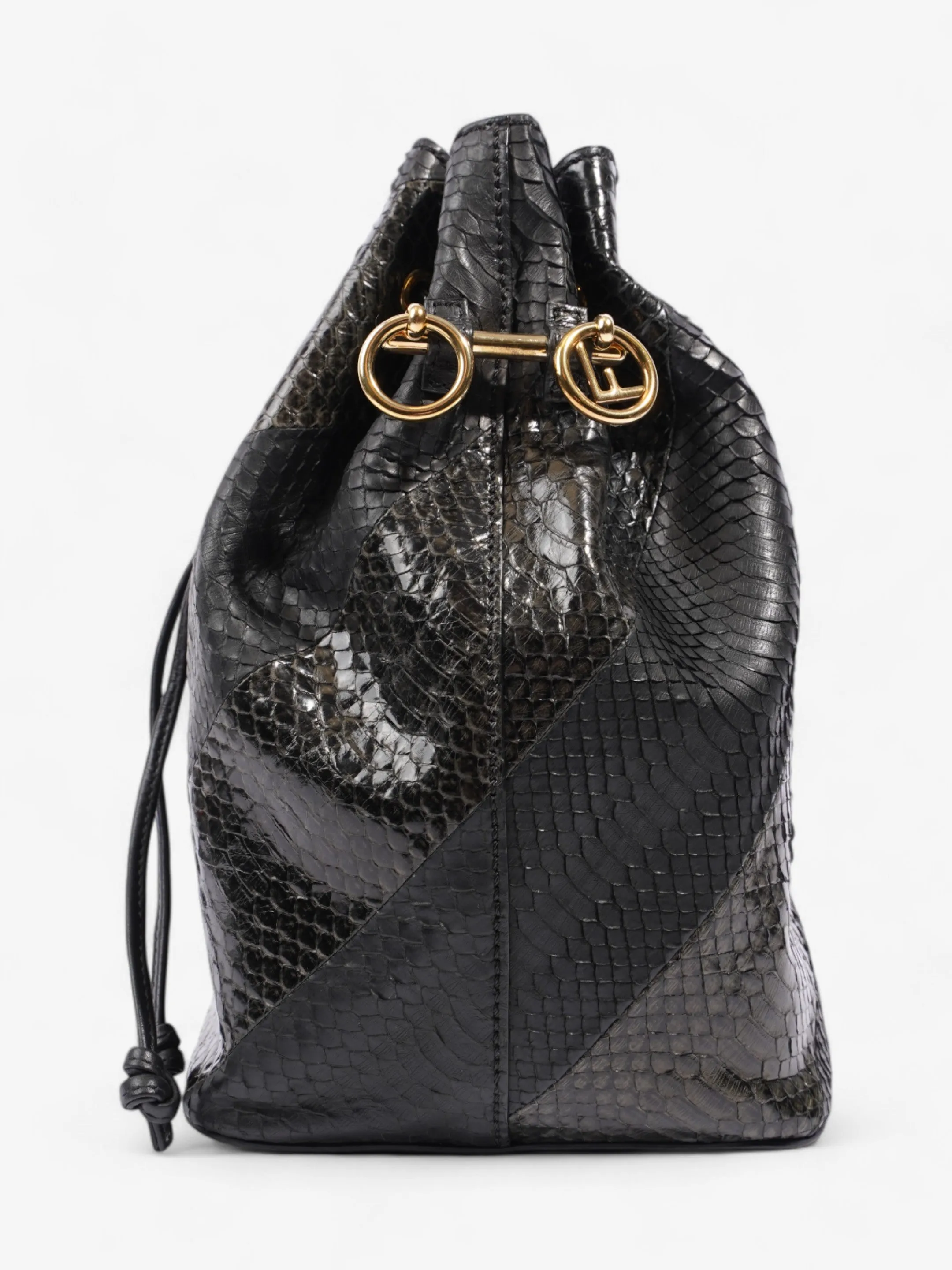 Fendi Mon Tresor Bucket Bag Black Embossed Leather