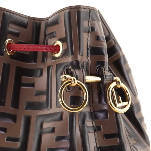 FENDI Mon Tresor Bucket Bag Zucca Embossed Leather Small
