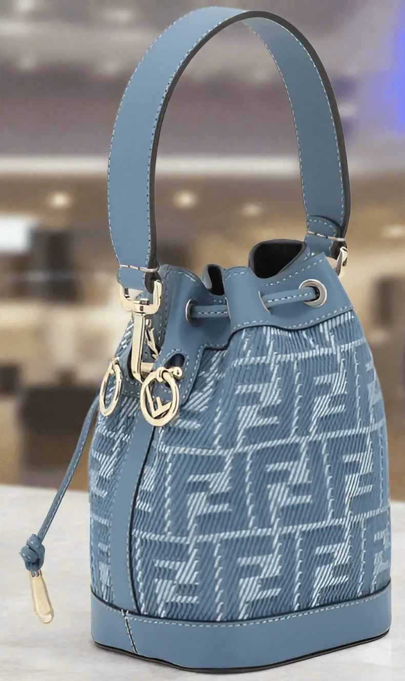 FENDI ROMA blue FF Bucket Bag