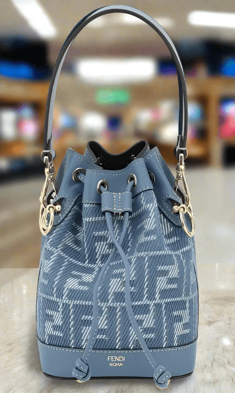 FENDI ROMA blue FF Bucket Bag