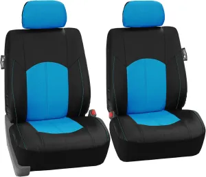 FH Group Car Seat Covers Excellent Grade Faux Leather Seat Covers Airbag Compatible Blue Automotive Seat Cover Front Seats Only with Gift Universal Fit Interior Accessories for Cars Trucks and SUVs