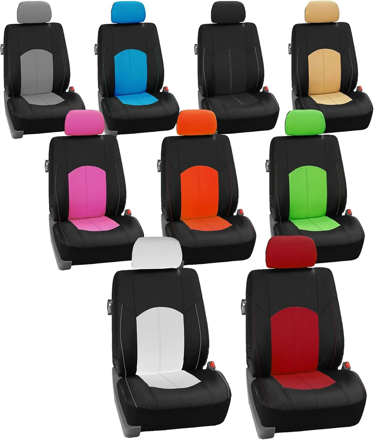 FH Group Car Seat Covers Highest Grade Faux Leather Seat Covers Airbag Compatible Black Automotive Seat Cover Front Seats Only with Gift Universal Fit Interior Accessories for Cars Trucks and SUVs