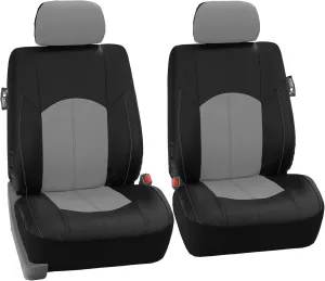 FH Group Car Seat Covers Highest Grade Faux Leather Seat Covers Airbag Compatible Gray Automotive Seat Covers Front Seats Only with Gift Universal Fit Interior Accessories for Cars Trucks and SUVs