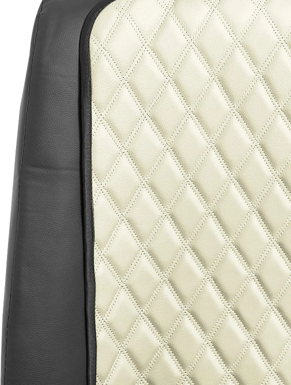 FH Group Car Seat Cushion Faux Leather Automotive Seat Cushions - Universal Fit, Car Seat Cushion With Front Pockets, Airbag Compatible Car Seat Cushions for SUV, Sedan, Van Front Set Beige