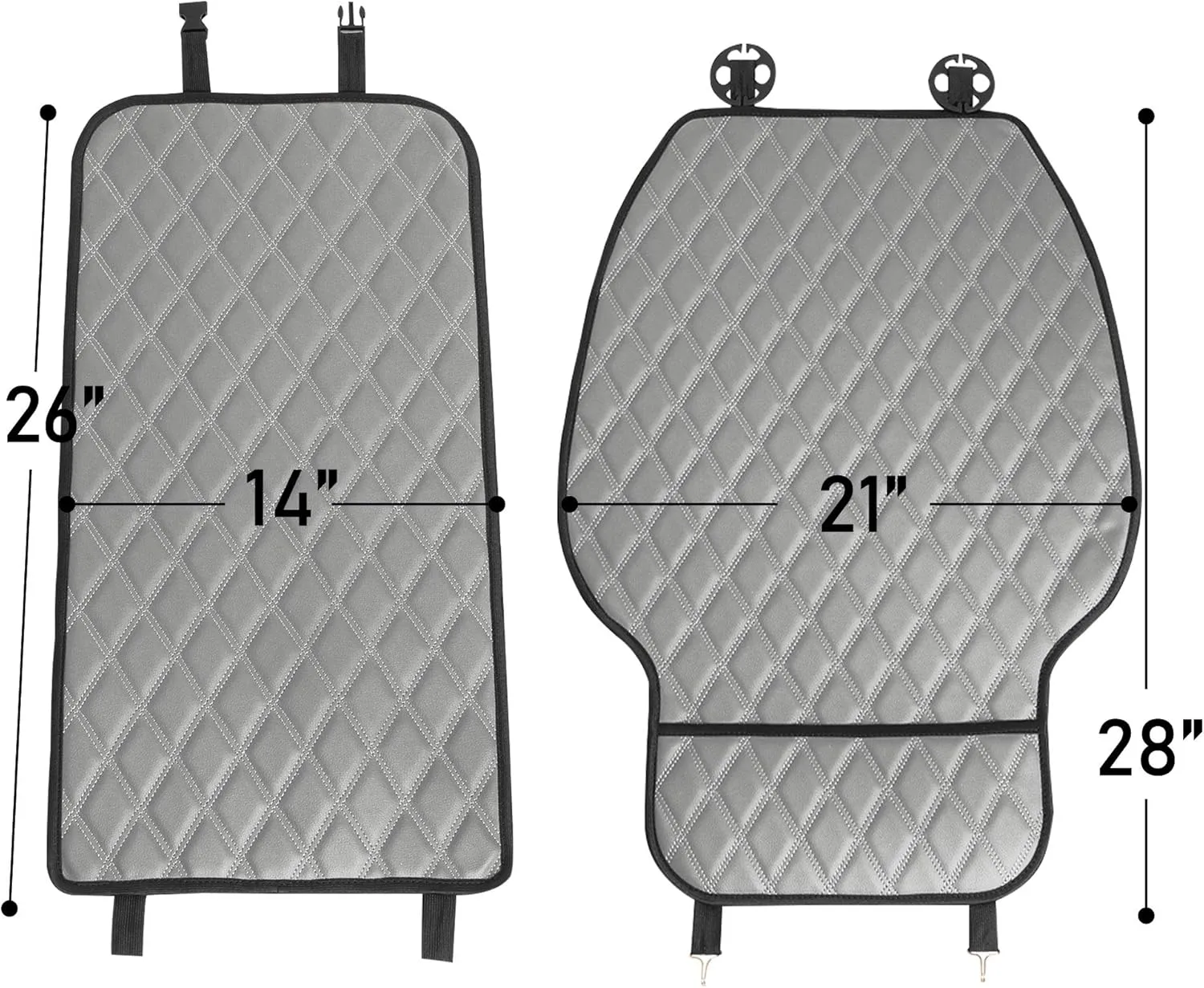 FH Group Car Seat Cushion Faux Leather Automotive Seat Cushions - Universal Fit, Car Seat Cushion With Front Pockets, Airbag Compatible Car Seat Cushions for SUV, Sedan, Van Front Set Beige