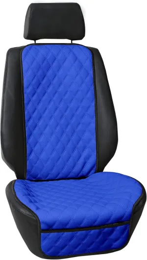 FH Group Car Seat Cushion Faux Leather Automotive Seat Cushions - Universal Fit, Car Seat Cushion With Front Pockets, Airbag Compatible Car Seat Cushions for SUV, Sedan, Van Front Set Blue
