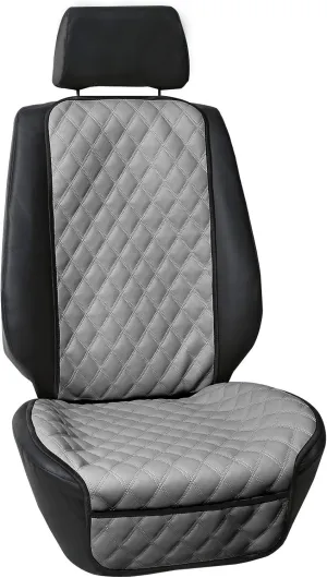 FH Group Car Seat Cushion Faux Leather Automotive Seat Cushions - Universal Fit, Car Seat Cushion With Front Pockets, Airbag Compatible Car Seat Cushions for SUV, Sedan, Van Front Set Gray