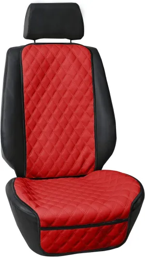 FH Group Car Seat Cushion Faux Leather Automotive Seat Cushions - Universal Fit, Car Seat Cushion With Front Pockets, Airbag Compatible Car Seat Cushions for SUV, Sedan, Van Front Set Red
