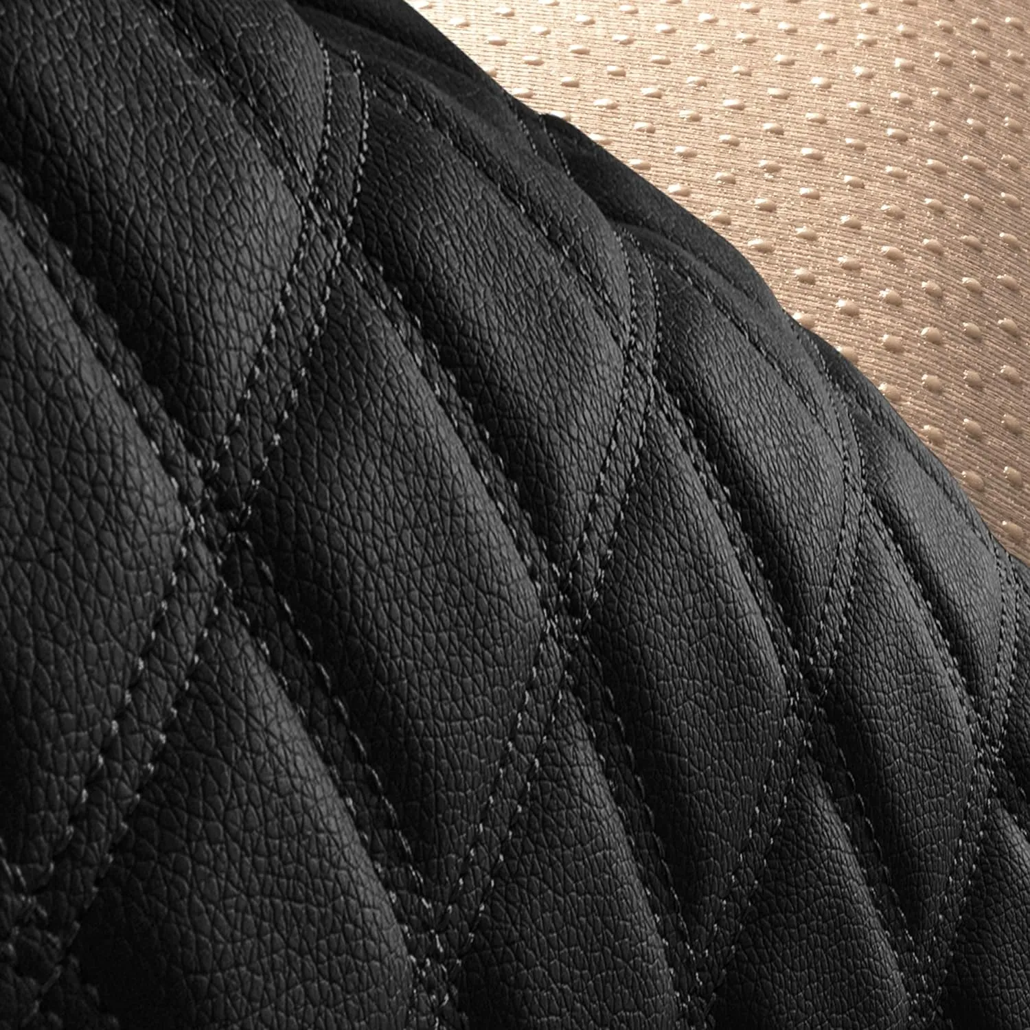 FH Group Car Seat Cushion Rear Set Black Faux Leather Automotive Seat Cushions - Universal Fit, Rear Car Seat Cushions With Non-slip Silicone Backing for SUV, Sedan, Van, Black - Rear Set