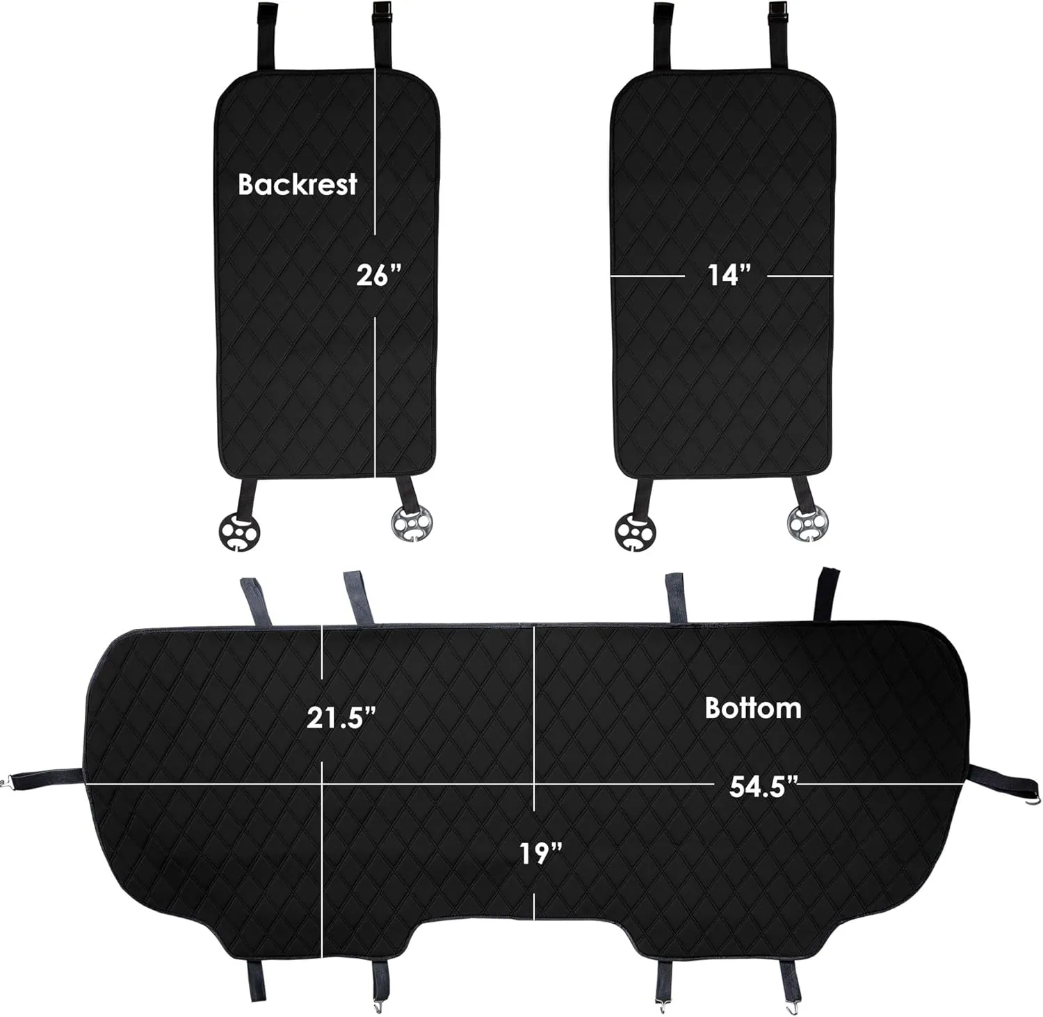 FH Group Car Seat Cushion Rear Set Black Faux Leather Automotive Seat Cushions - Universal Fit, Rear Car Seat Cushions With Non-slip Silicone Backing for SUV, Sedan, Van, Black - Rear Set