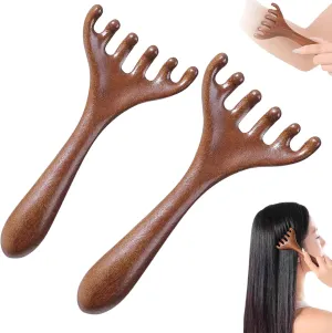Five Touch Therapy Comb Massage, Head Massage Comb, Meridian Guas Sha Tools for Head and Neck for Scalp, Face, Neck, Shoulders (2pcs, A)