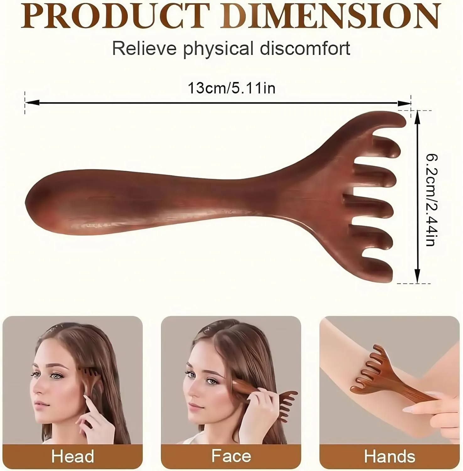 Five Touch Therapy Comb Massage, Head Massage Comb, Meridian Guas Sha Tools for Head and Neck for Scalp, Face, Neck, Shoulders (2pcs, A)