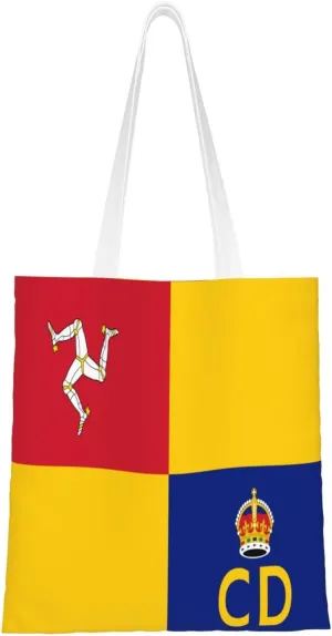 Flag Of The Isle Of Man Civil Defence Service Tote Bag for Women Canvas Shopping Bags Reusable Large Capacity Casual Shoulder Handbags Grocery Bags DIY Gift Bags