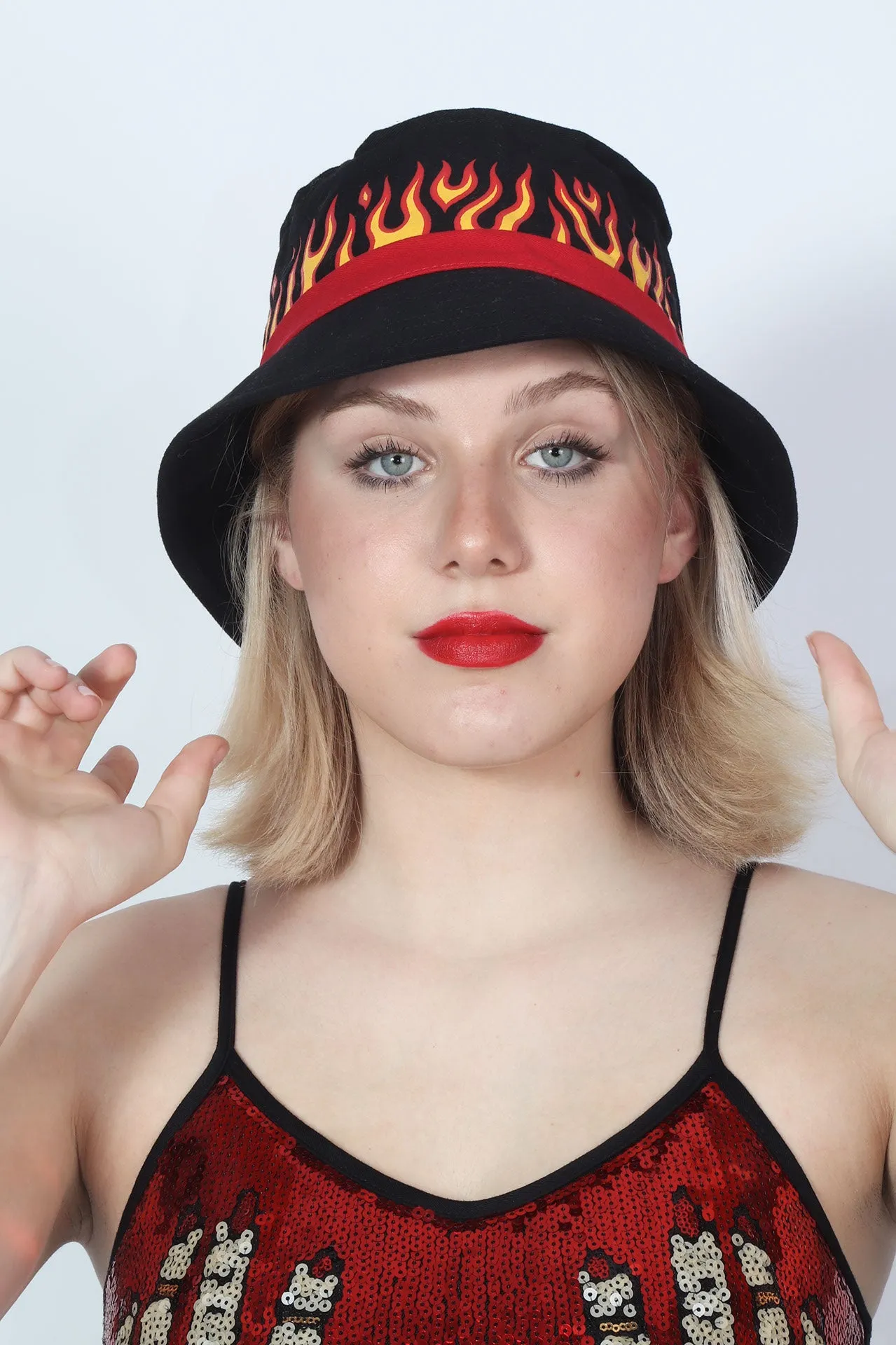 Flame Print Bucket Hat