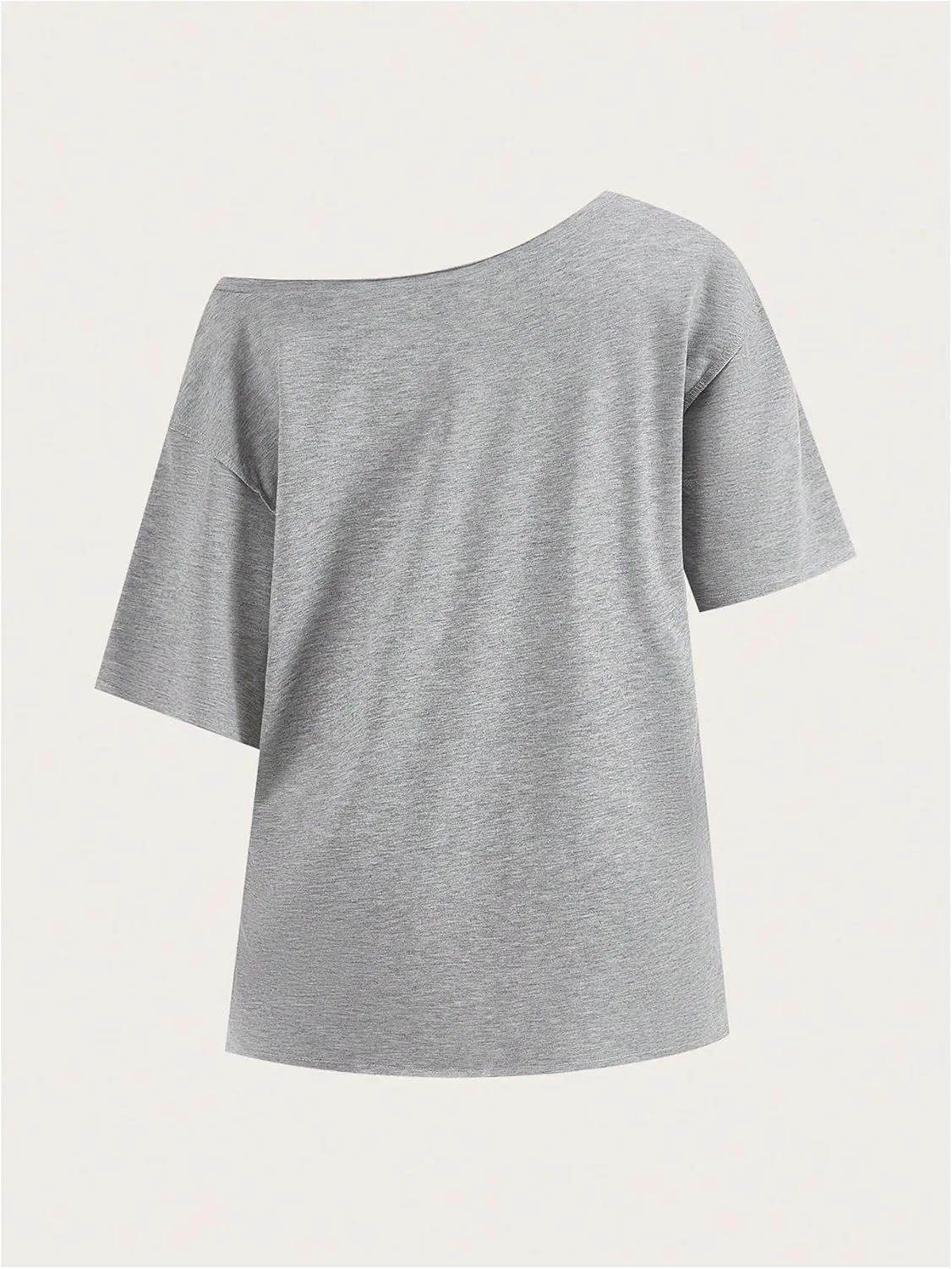 Floerns Women's Camo Number Print Short Sleeve T Shirts Asymmetrical Neck Oversized Tee Tops