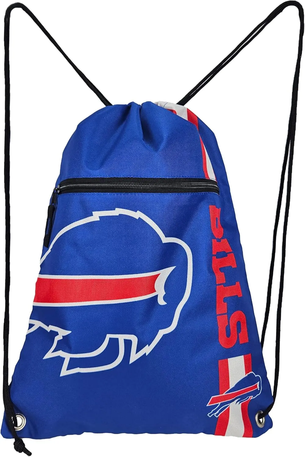 FOCO Buffalo Bills Big Logo Drawstring Backpack with Zippered Pocket – Limited Edition Bills Bag – NFL Gear – Show Your Team Spirit with Officially Licensed Baltimore Ravens Fan Gear