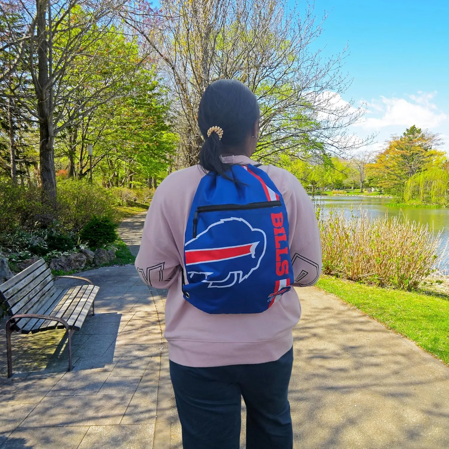 FOCO Buffalo Bills Big Logo Drawstring Backpack with Zippered Pocket – Limited Edition Bills Bag – NFL Gear – Show Your Team Spirit with Officially Licensed Baltimore Ravens Fan Gear