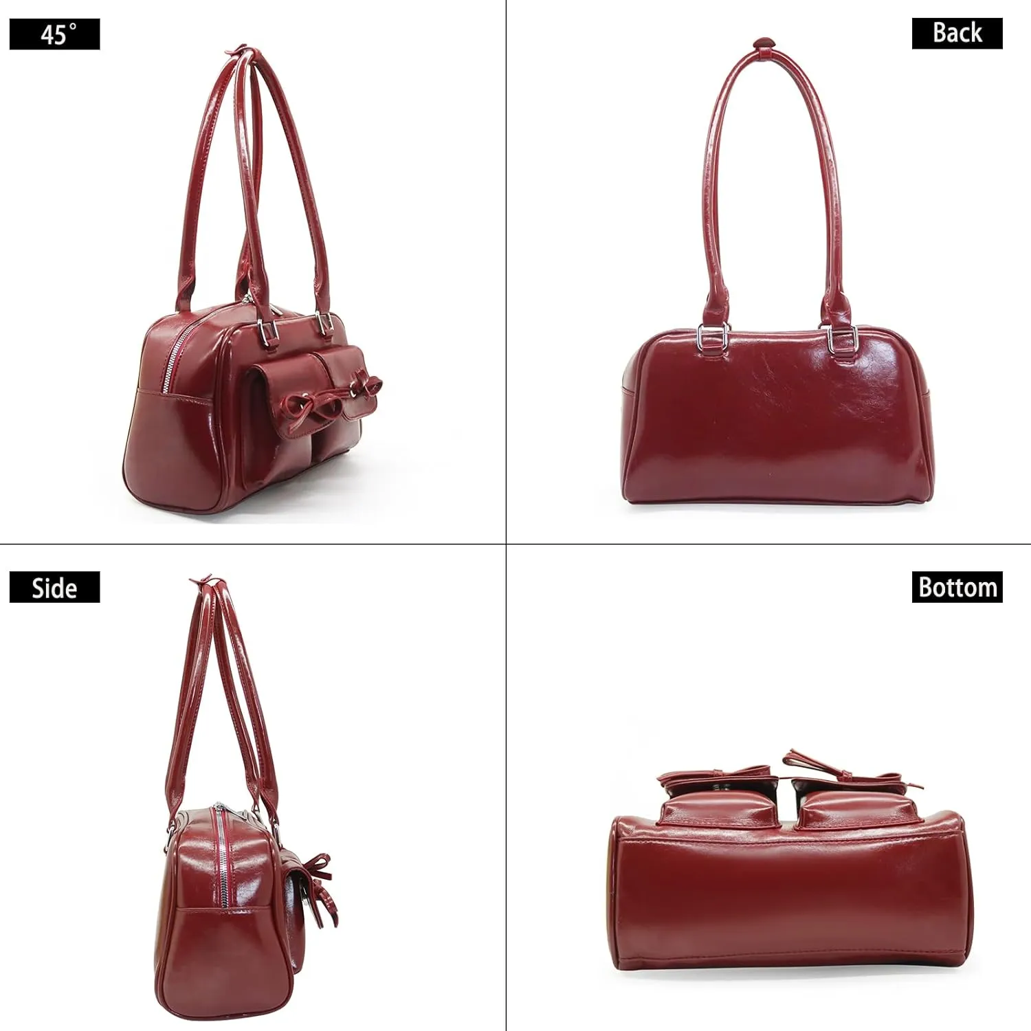 Fozehlad Chic Hobo Bags for Women Retro Tote Handbag Top Handle PU Leather Shoulder Bag for Trendy Y2K