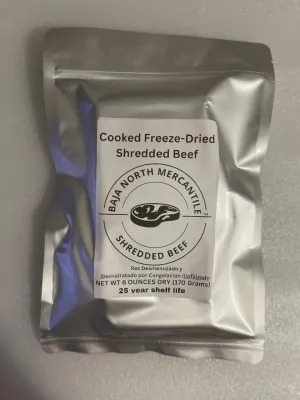 Freeze-Dried Cooked shredded/pulled NY Steak 25 Year Shelf Life. For Camping, Emergency Prep. Hunting and Backpacking