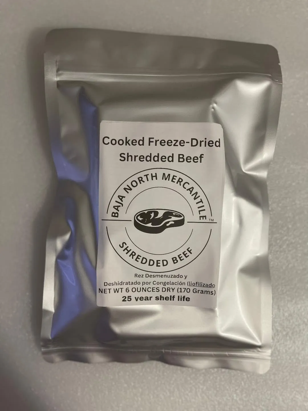 Freeze-Dried Cooked shredded/pulled NY Steak 25 Year Shelf Life. For Camping, Emergency Prep. Hunting and Backpacking