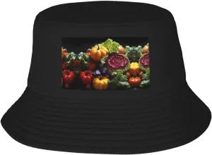 Fresh Cabbage Adult Double-Layer Fisherman's hat, Fishing Hiking Beach Outdoor hat, Suitable for Men and Women Black